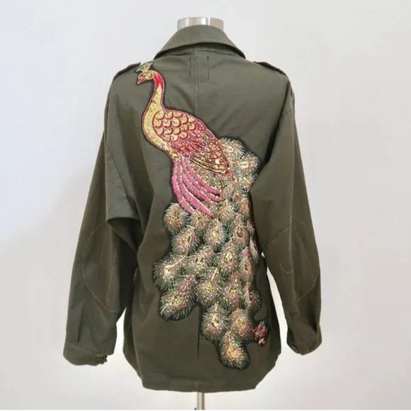 FURST OF A KIND sequin Peacock Army Jacket - Picture 5 of 5